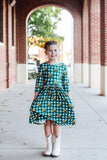 Baylor Plaid Bear 3/4 Sleeve Pocket Twirl Dress - Aaria Tees Aaria Tees