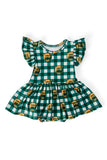 Baylor Plaid Bear Flutter Twirl Bodysuit - Aaria Tees Aaria Tees