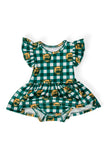 Baylor Plaid Bear Flutter Twirl Bodysuit - Aaria Tees Aaria Tees