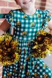 Baylor Plaid Bear Flutter Twirl Dress - Aaria Tees Aaria Tees