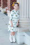 Baylor White Bear 3/4 Sleeve Pocket Twirl Dress - Aaria Tees Aaria Tees