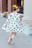 Baylor White Bear 3/4 Sleeve Pocket Twirl Dress - Aaria Tees Aaria Tees