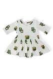 Baylor White Bear 3/4 Sleeve Twirl Bodysuit - Aaria Tees Aaria Tees
