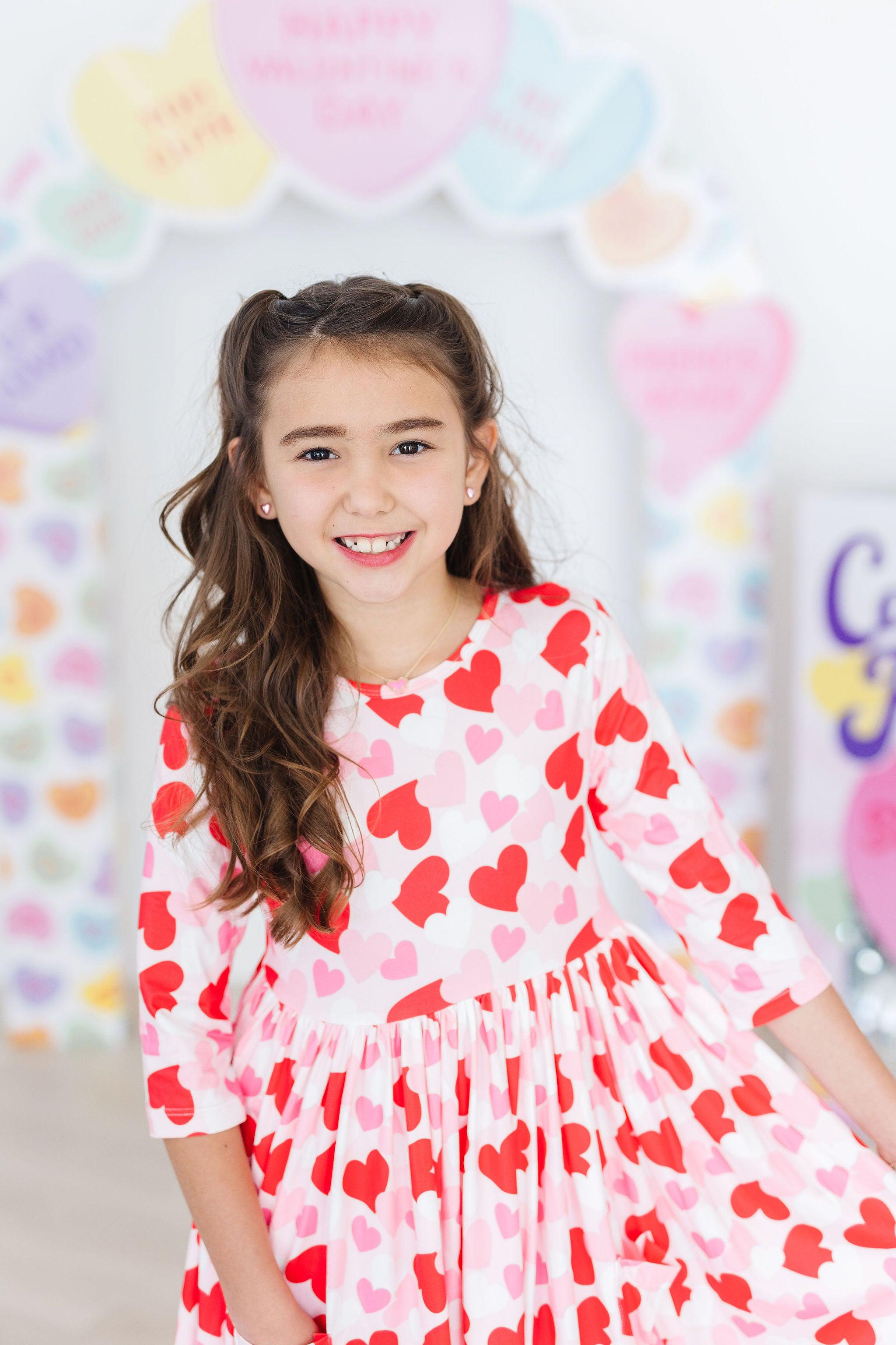 Be Mine 3/4 Sleeve Pocket Twirl Dress - Aaria Tees Aaria Tees