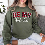 Be My Valentine Buffalo Plaid Crewneck - Valentines Day Sweatshirt - Aaria Tees Aaria Tees