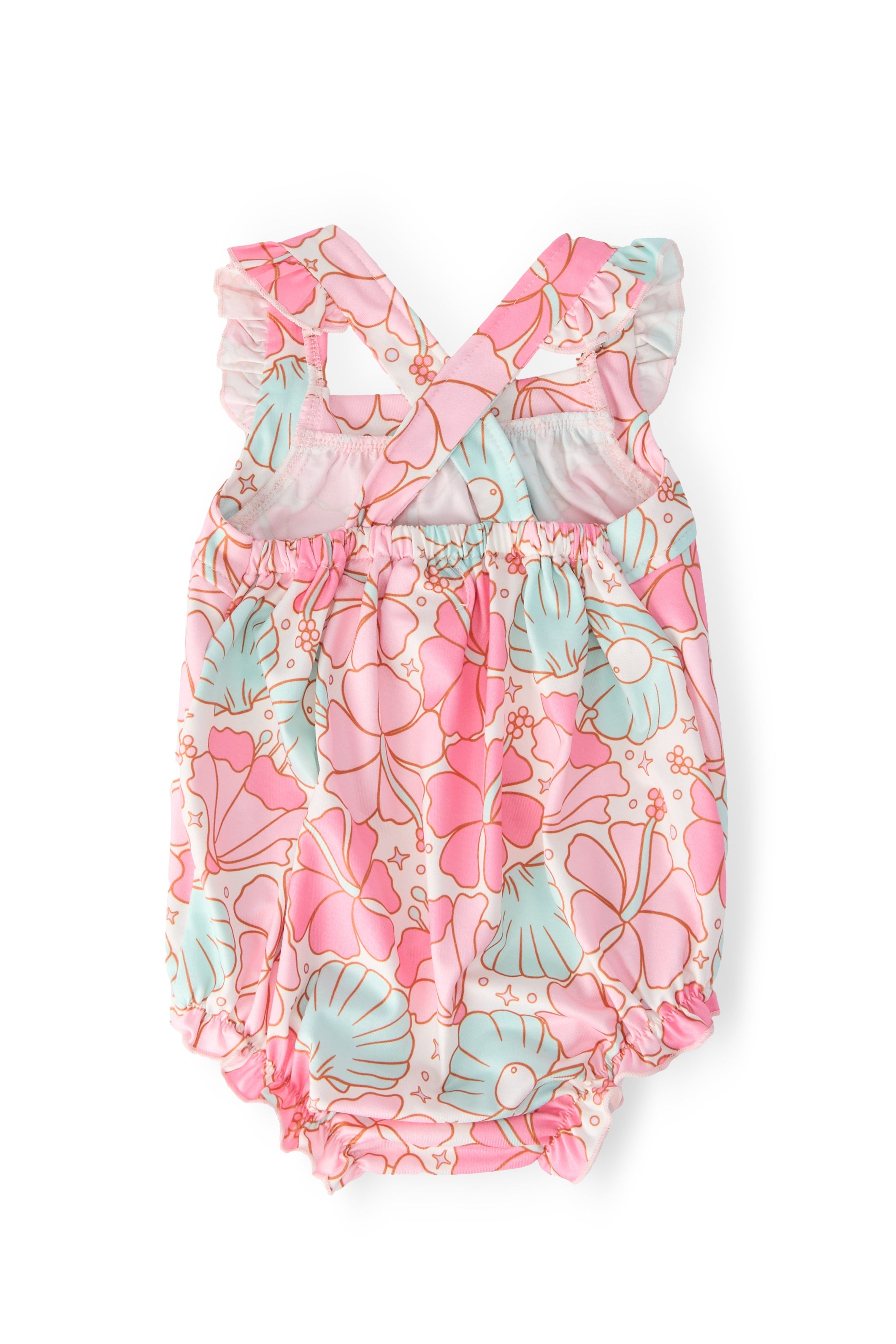 Beach Daze Ruffle Cross Back Romper - Aaria Tees Aaria Tees