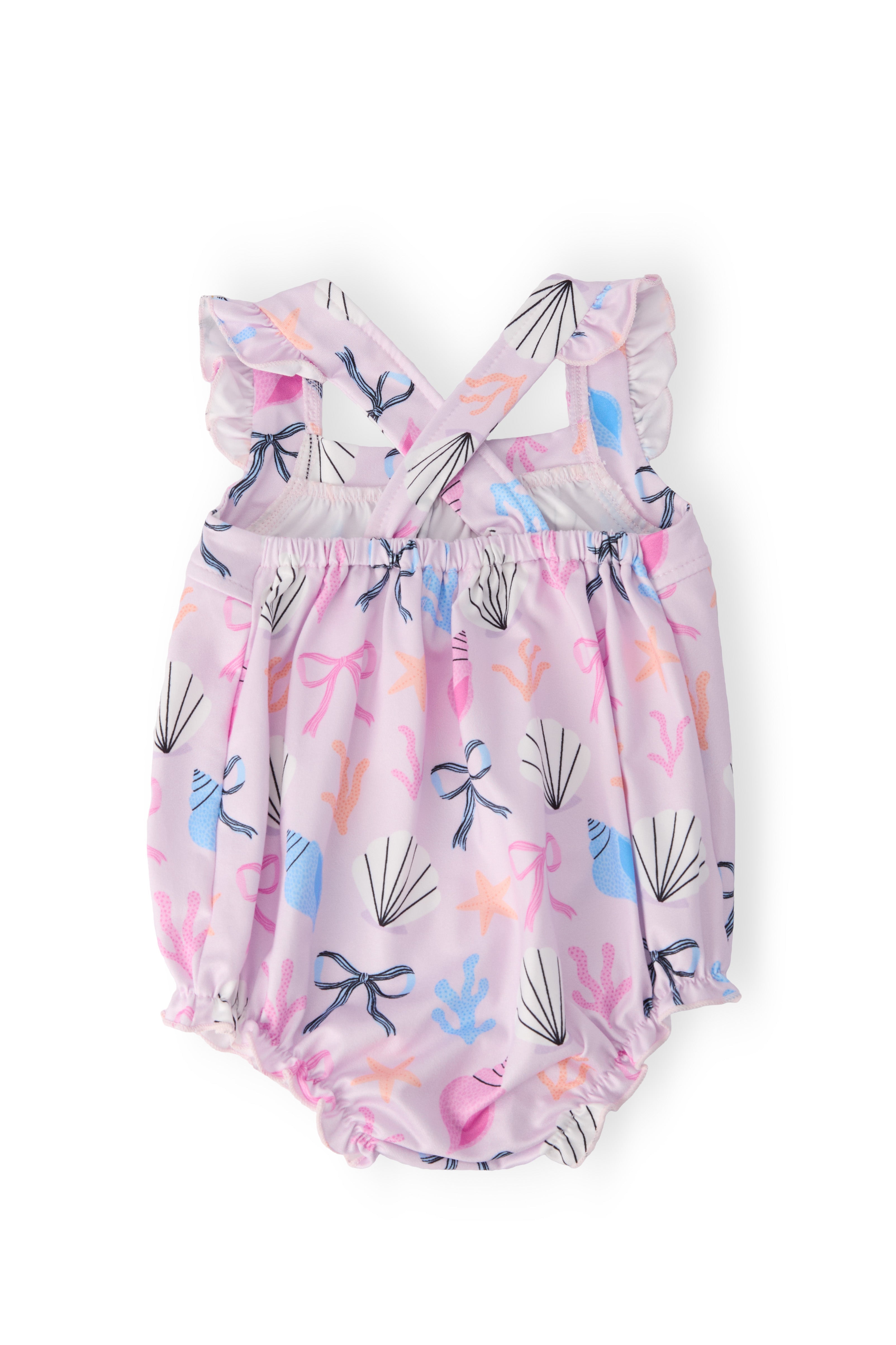 Beachside Bows Ruffle Cross Back Romper - Aaria Tees Aaria Tees