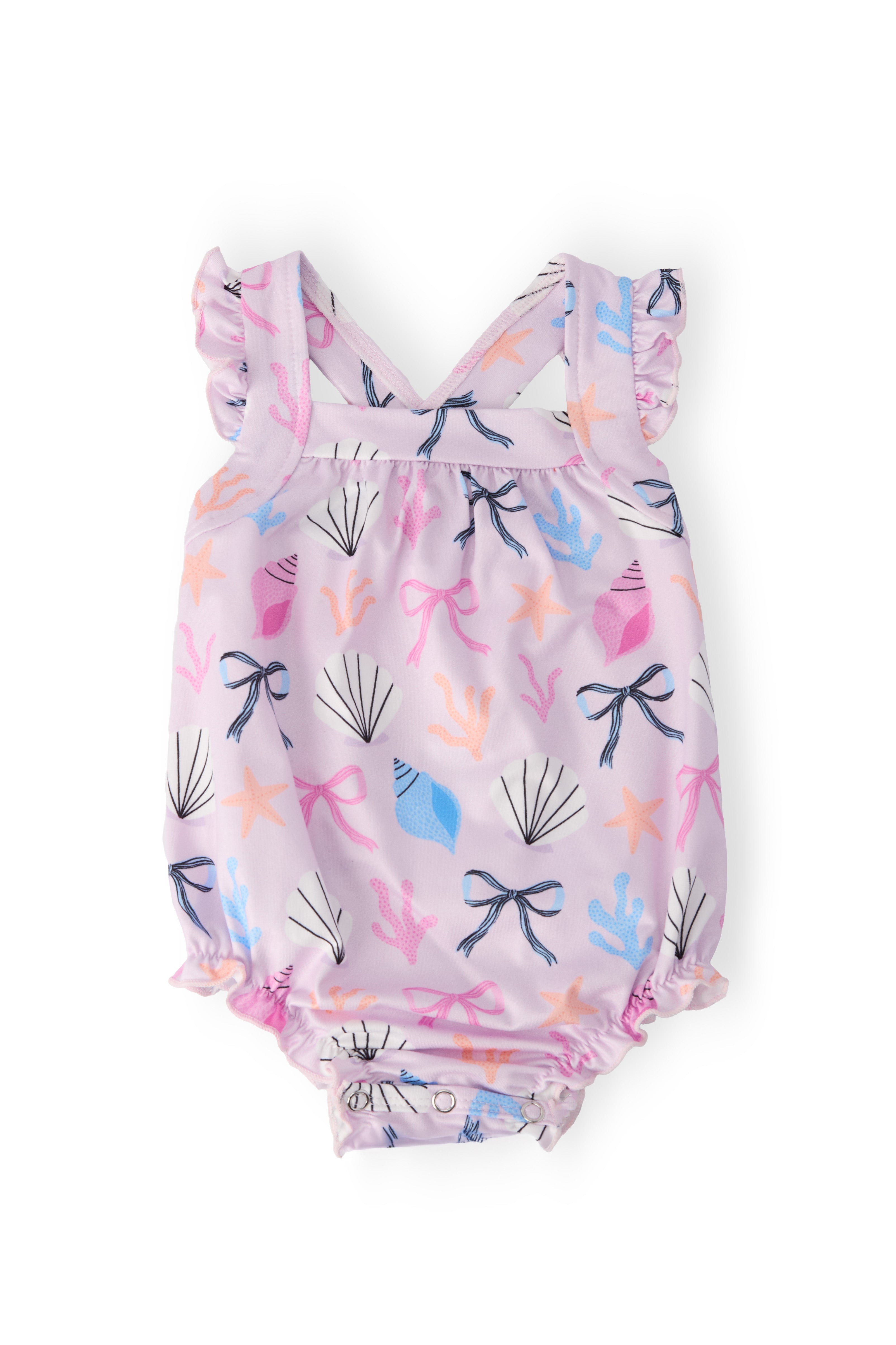 Beachside Bows Ruffle Cross Back Romper - Aaria Tees Aaria Tees