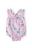 Beachside Bows Ruffle Cross Back Romper - Aaria Tees Aaria Tees