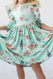 Believe in Your Elf 3/4 Sleeve Ruffle Twirl Dress - Aaria Tees Aaria Tees