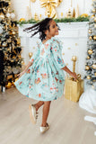 Believe in Your Elf 3/4 Sleeve Ruffle Twirl Dress - Aaria Tees Aaria Tees