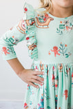 Believe in Your Elf 3/4 Sleeve Ruffle Twirl Dress - Aaria Tees Aaria Tees