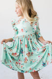 Believe in Your Elf 3/4 Sleeve Ruffle Twirl Dress - Aaria Tees Aaria Tees