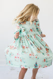 Believe in Your Elf 3/4 Sleeve Ruffle Twirl Dress - Aaria Tees Aaria Tees