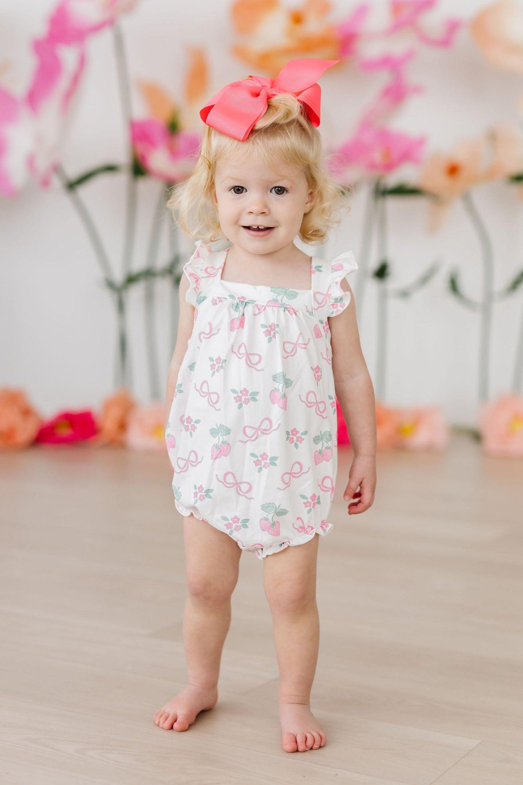 Berries & Bows Ruffle Cross Back Romper - Aaria Tees Aaria Tees