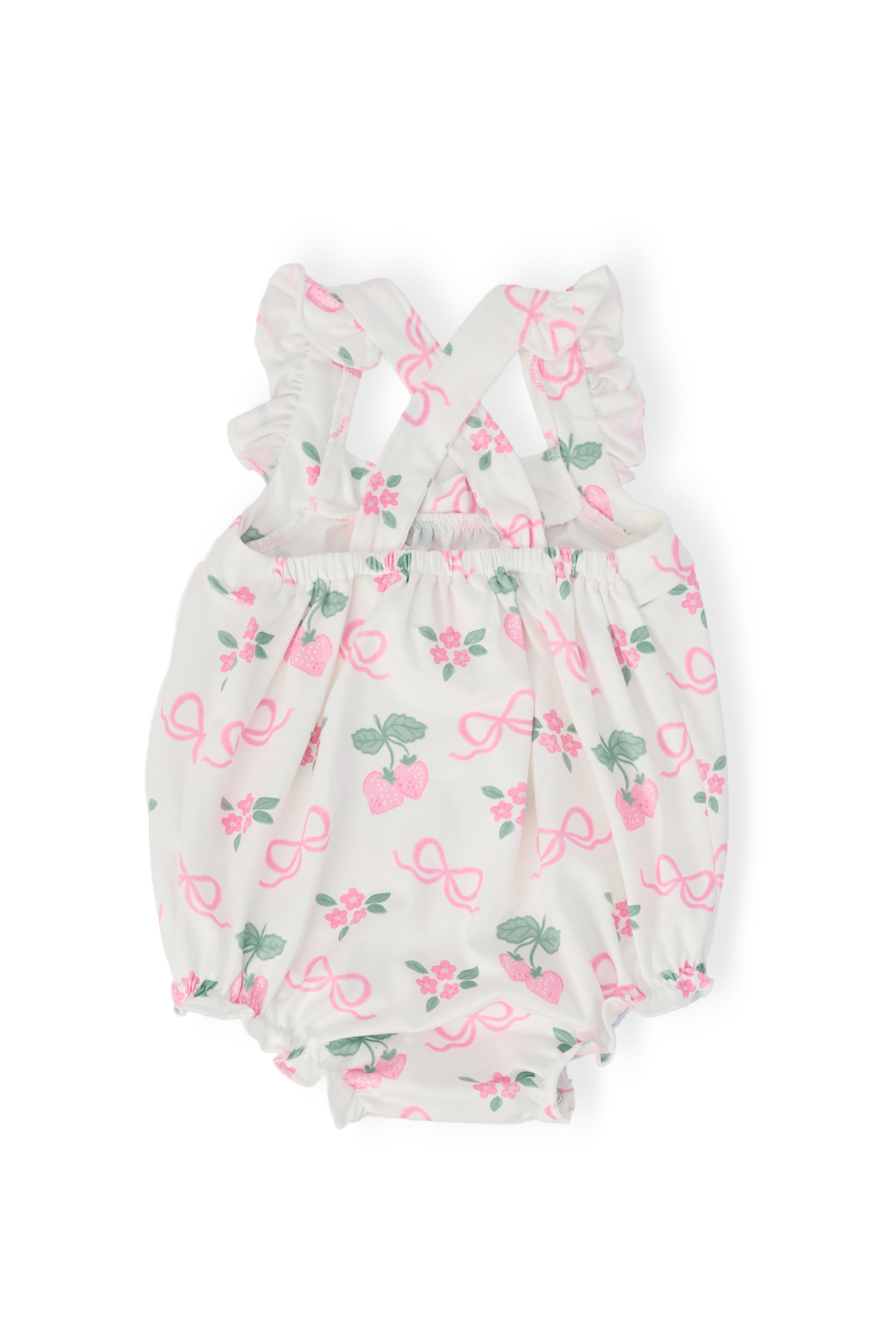 Berries & Bows Ruffle Cross Back Romper - Aaria Tees Aaria Tees