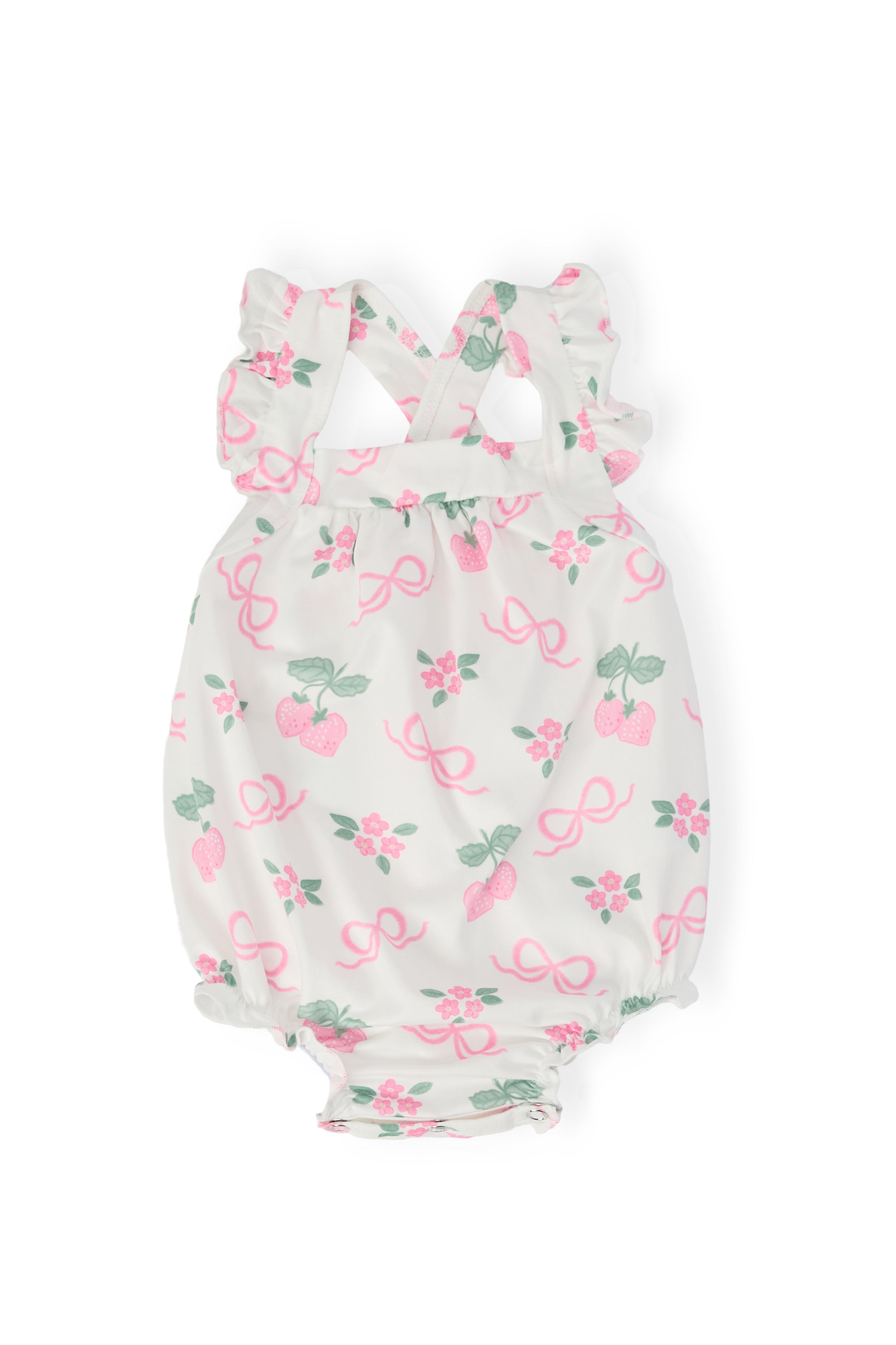 Berries & Bows Ruffle Cross Back Romper - Aaria Tees Aaria Tees