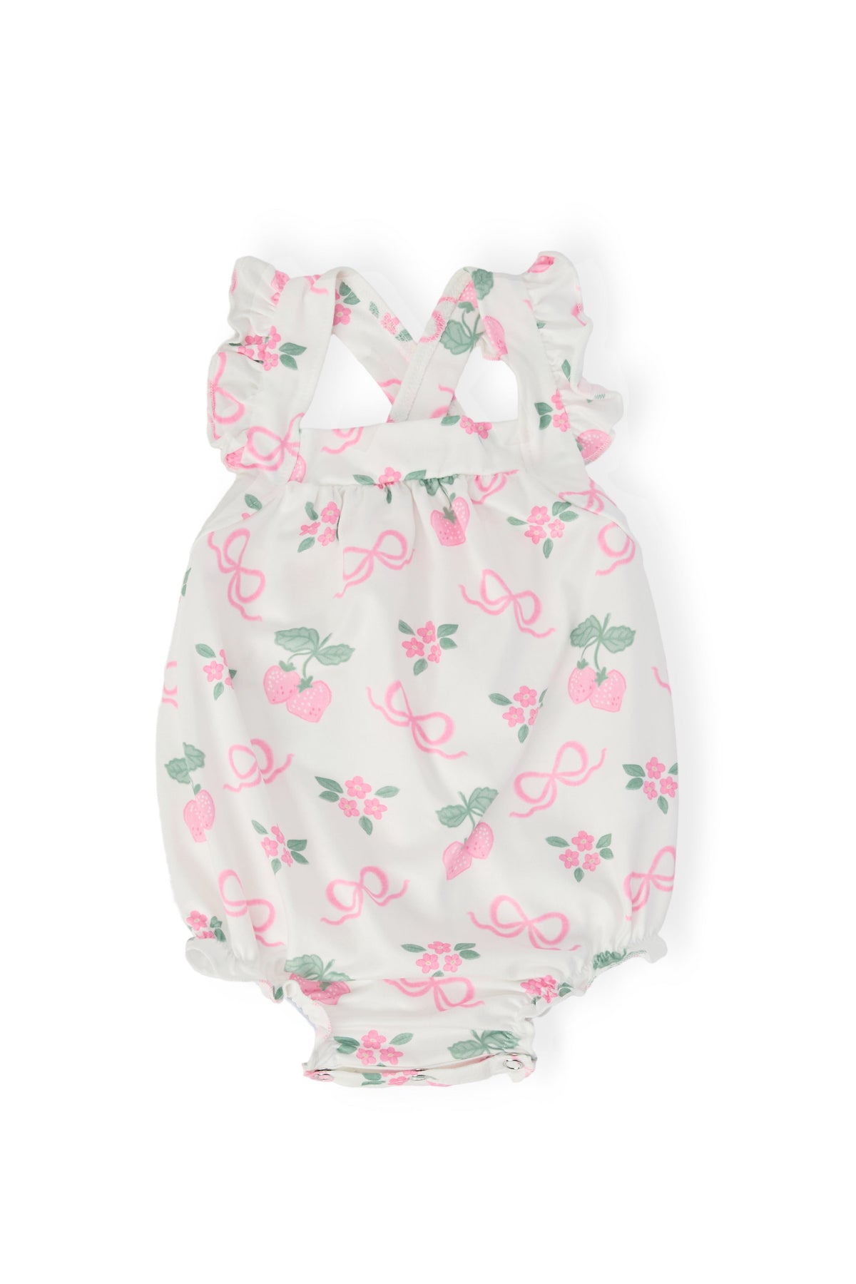 Berries & Bows Ruffle Cross Back Romper - Aaria Tees