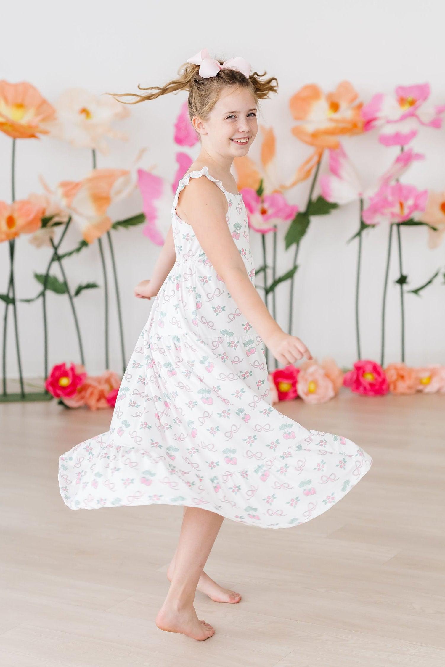 Berries & Bows Ruffle Maxi Dress - Aaria Tees Aaria Tees