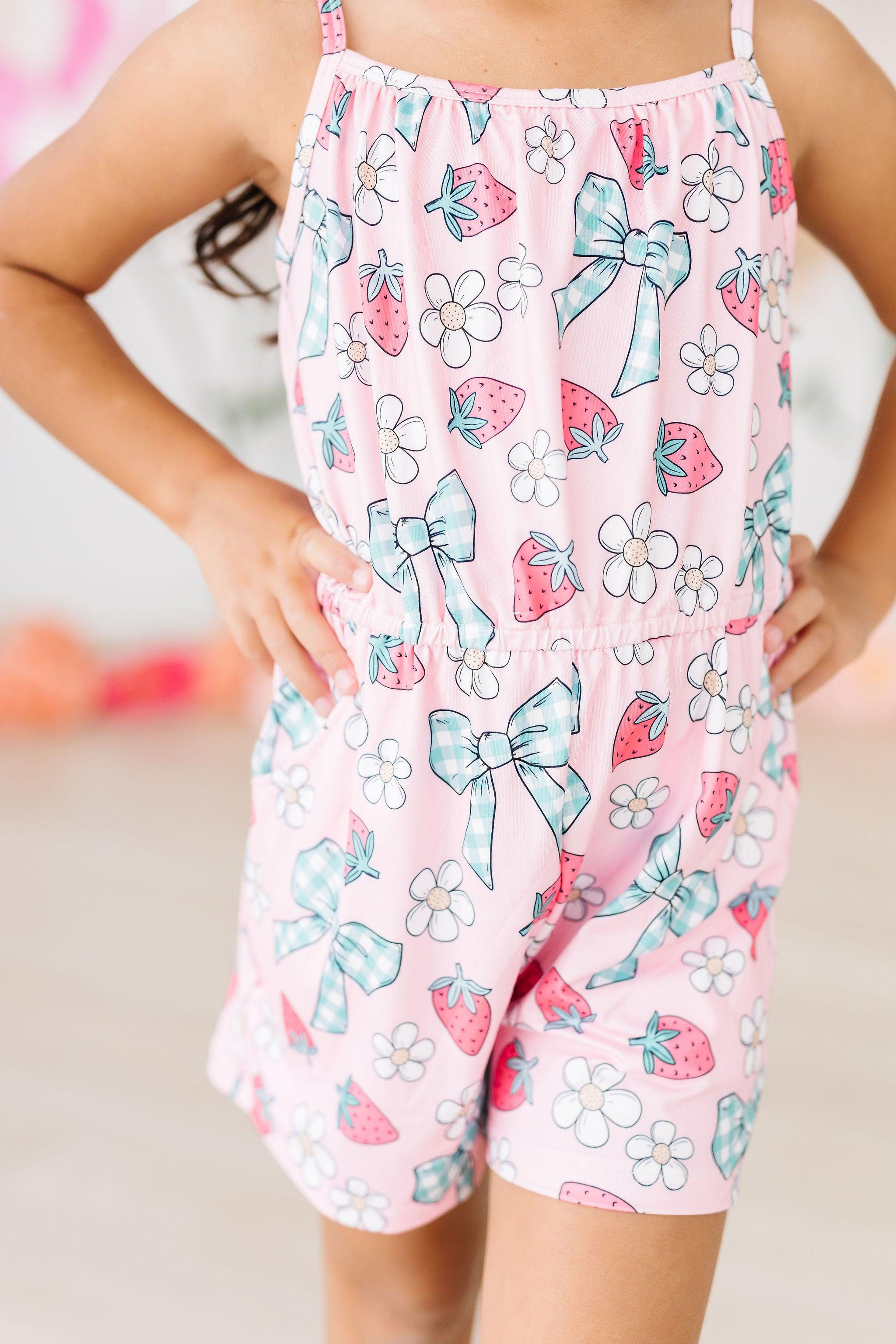 Berry Picnic Strappy Play Romper - Aaria Tees Aaria Tees