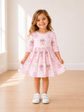 Big Sister Floral 3/4 Sleeve Pocket Twirl Dress - Aaria Tees Aaria Tees