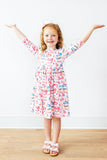 Birthday Girl 3/4 Sleeve Pocket Twirl Dress - Aaria Tees Aaria Tees