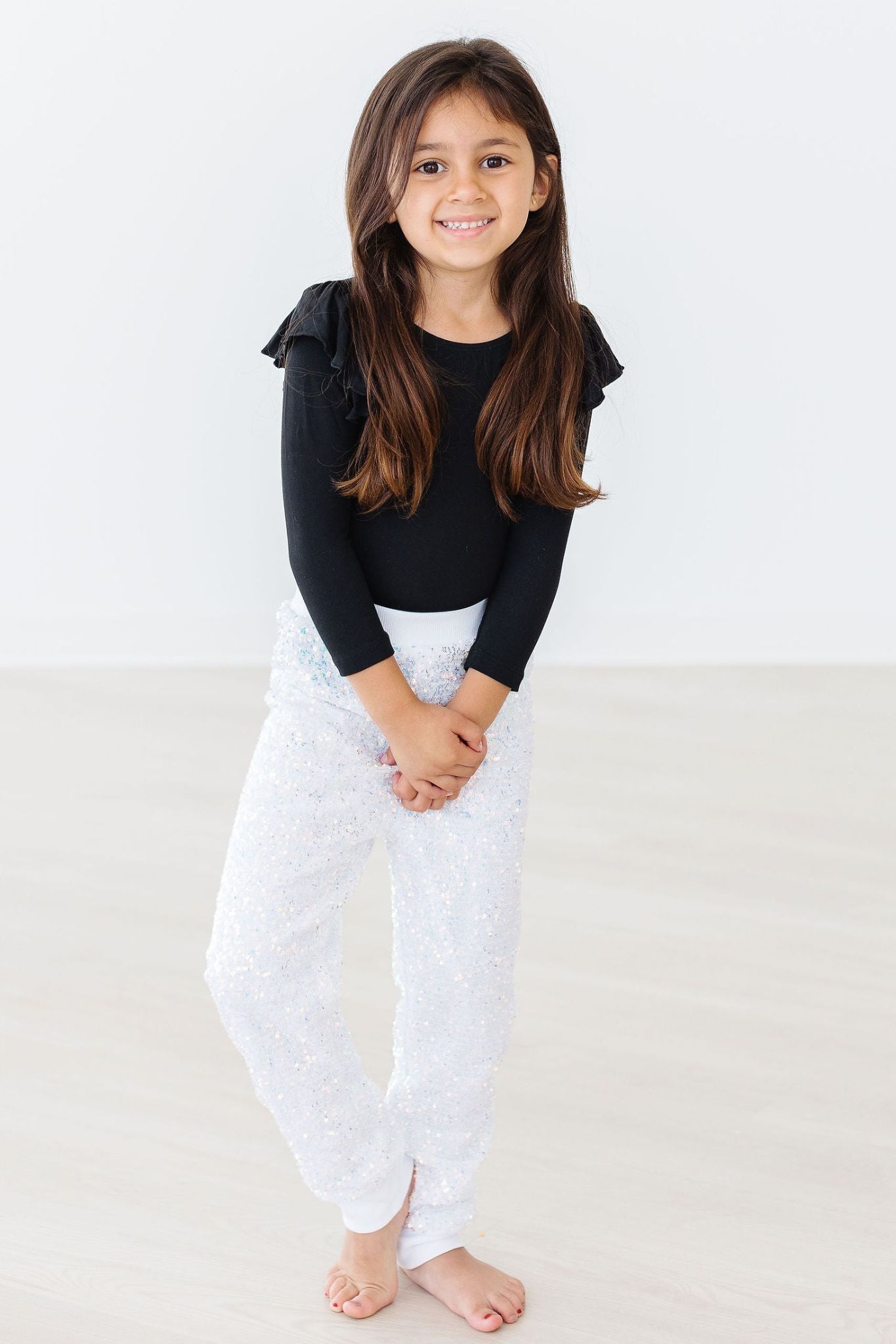 Black L/S Flutter Sleeve Leotard - Aaria Tees Aaria Tees