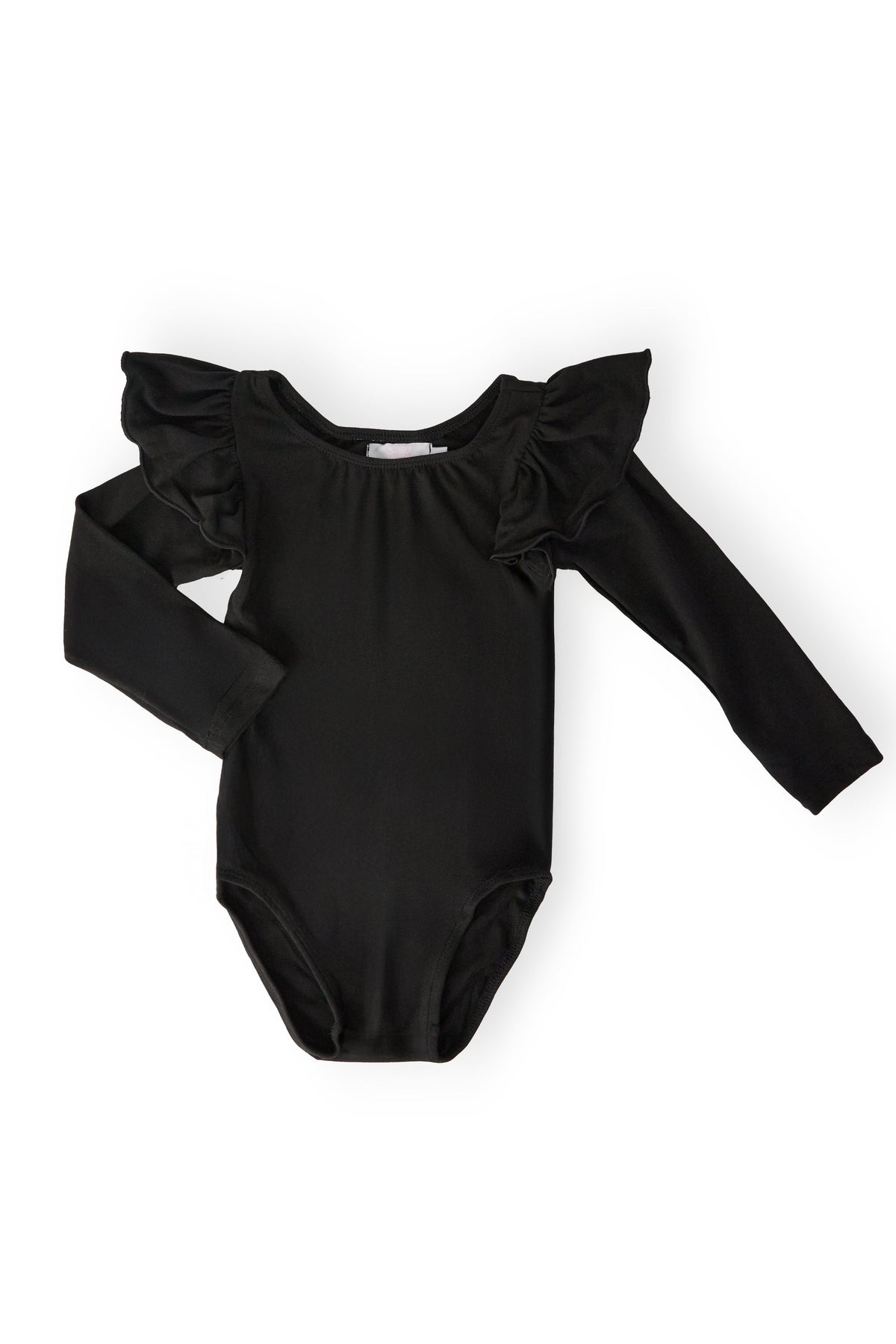 Black L/S Flutter Sleeve Leotard - Aaria Tees
