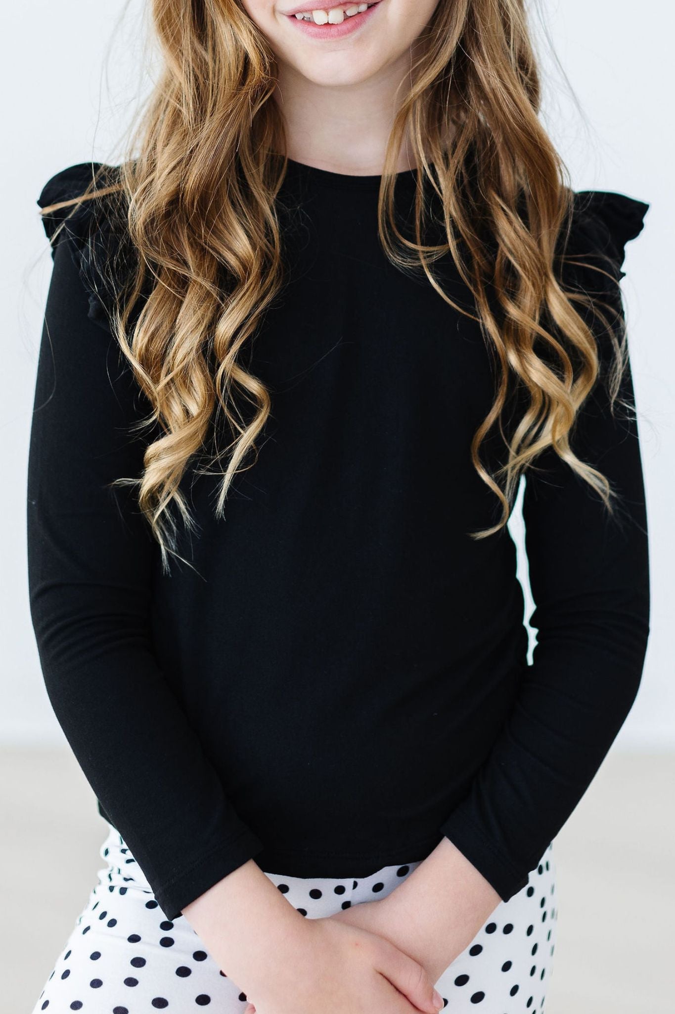 Black L/S Ruffle Tee - Aaria Tees Aaria Tees
