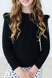 Black L/S Ruffle Tee - Aaria Tees Aaria Tees