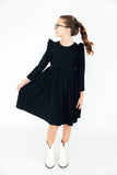 Black L/S Ruffle Twirl Dress - Aaria Tees Aaria Tees