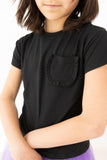 Black Ruffle Pocket Tee - Aaria Tees Aaria Tees