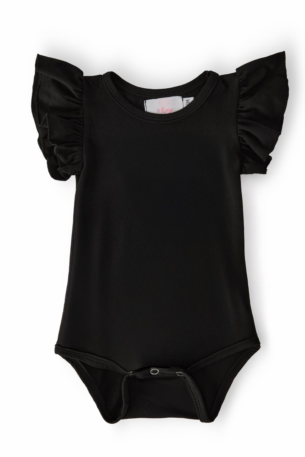 Black S/S Flutter Bodysuit - Aaria Tees