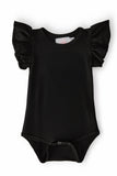 Black S/S Flutter Bodysuit - Aaria Tees Aaria Tees