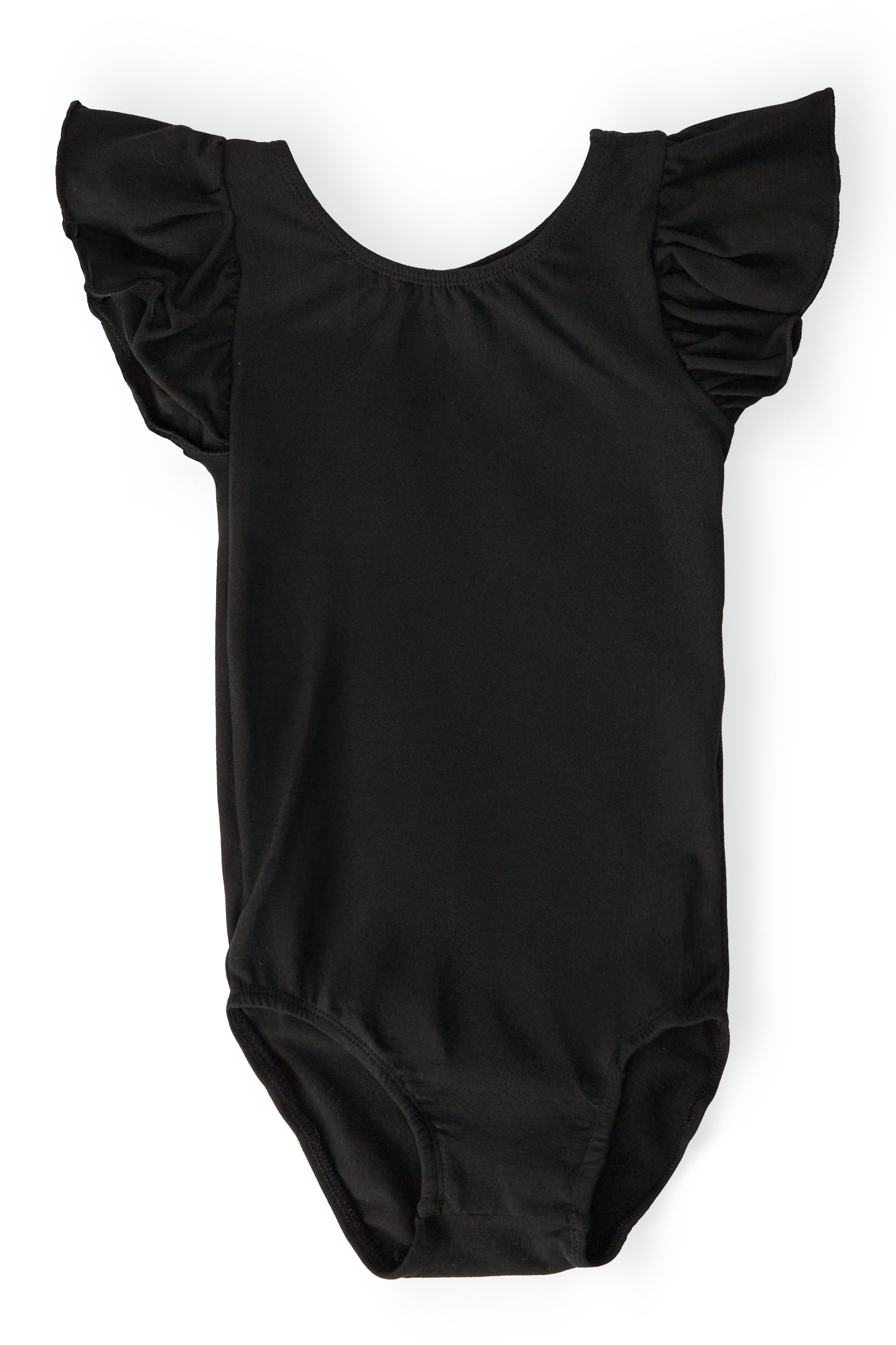 Black S/S Flutter Sleeve Leotard - Aaria Tees Aaria Tees