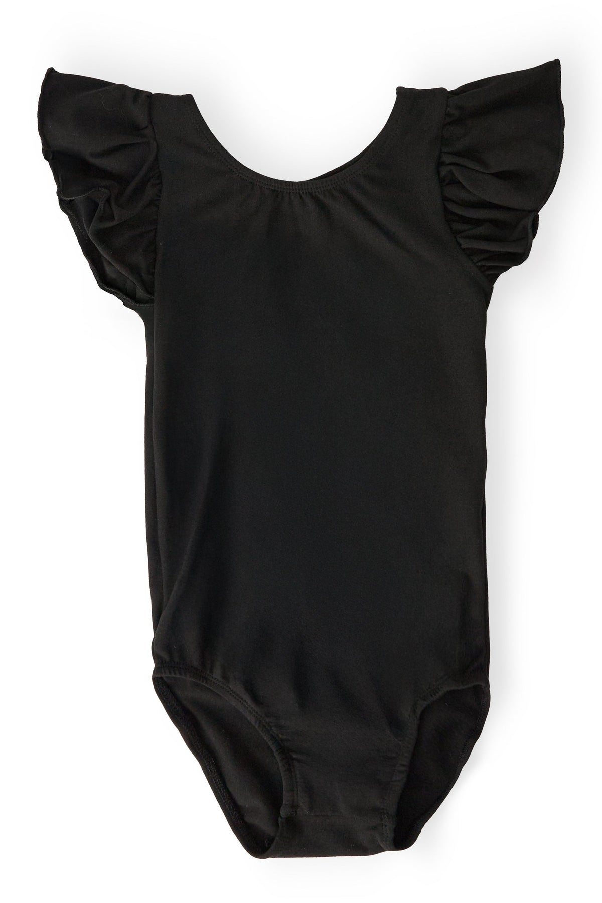 Black S/S Flutter Sleeve Leotard - Aaria Tees