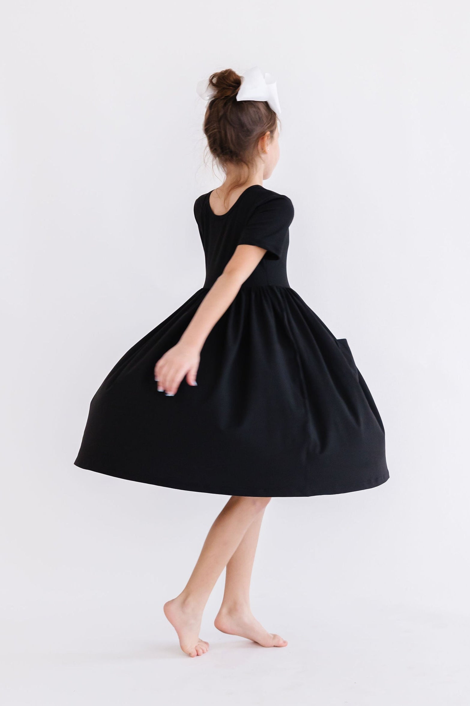 Black S/S Pocket Twirl Dress - Aaria Tees Aaria Tees