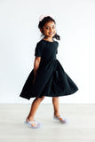Black S/S Pocket Twirl Dress - Aaria Tees Aaria Tees