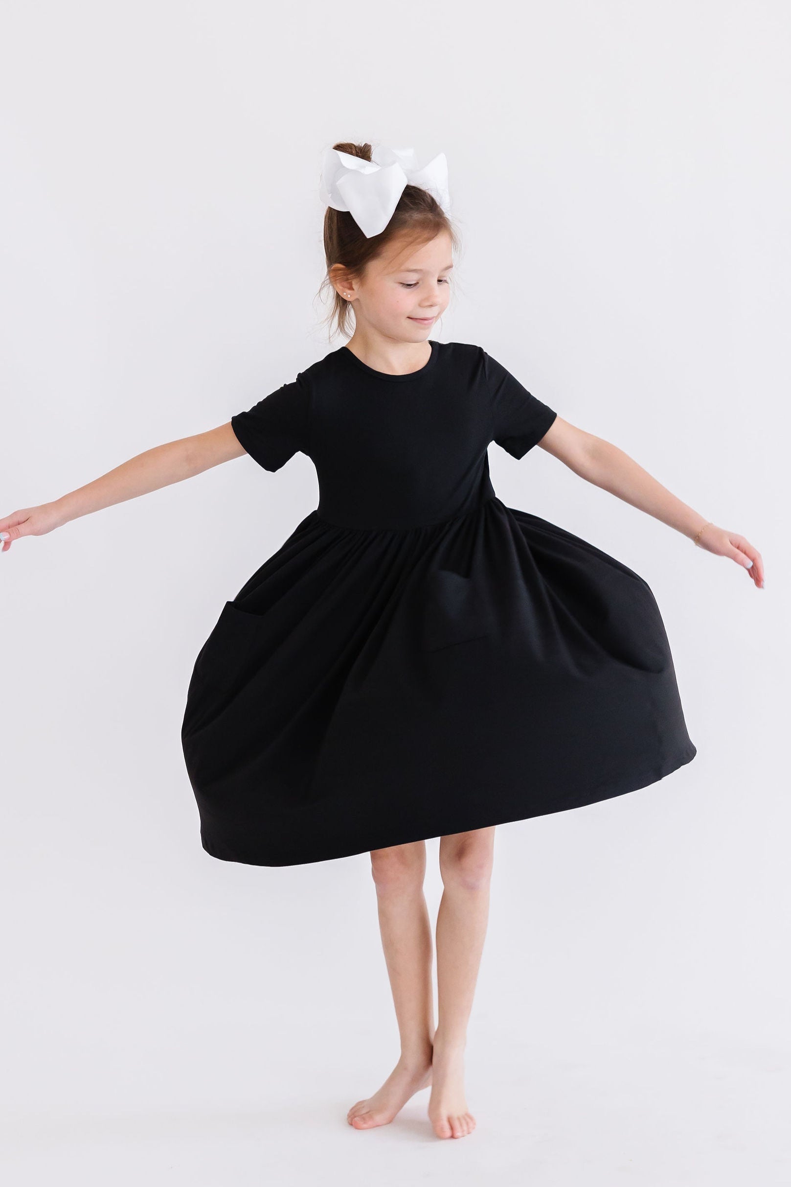 Black S/S Pocket Twirl Dress - Aaria Tees Aaria Tees