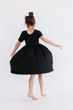 Black S/S Pocket Twirl Dress - Aaria Tees Aaria Tees