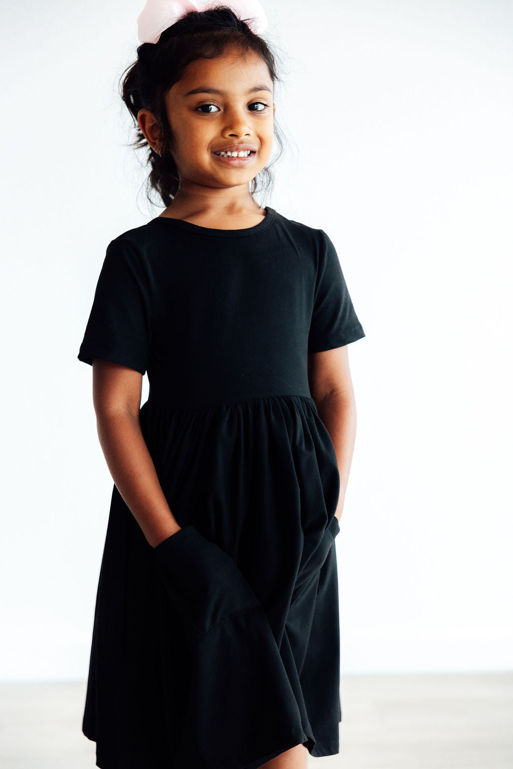 Black S/S Pocket Twirl Dress - Aaria Tees Aaria Tees