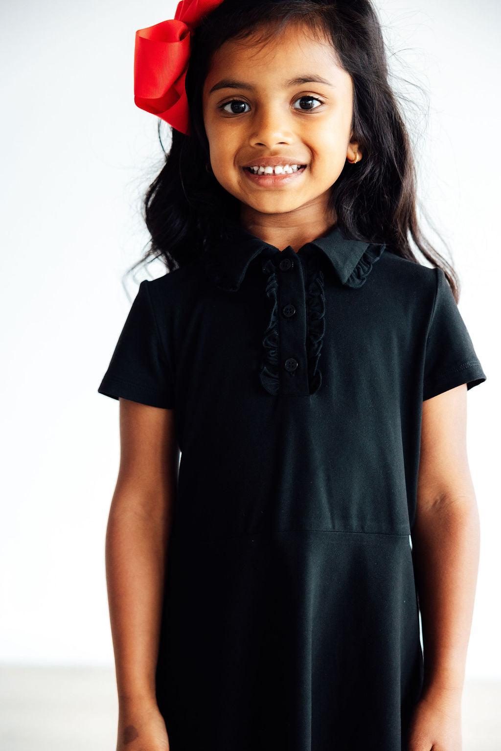 Black S/S Polo Dress - Aaria Tees Aaria Tees