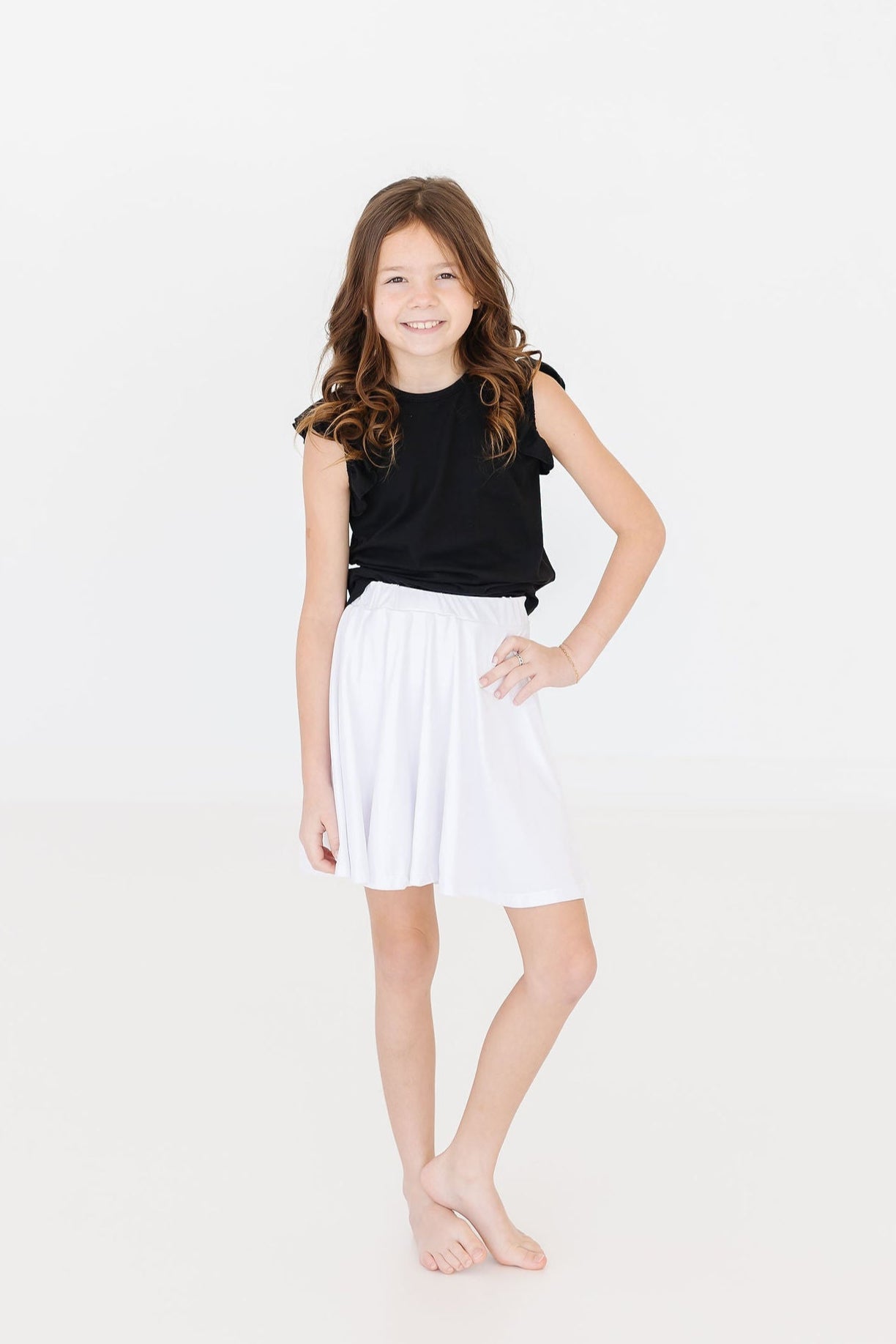 Black S/S Ruffle Tee - Aaria Tees Aaria Tees