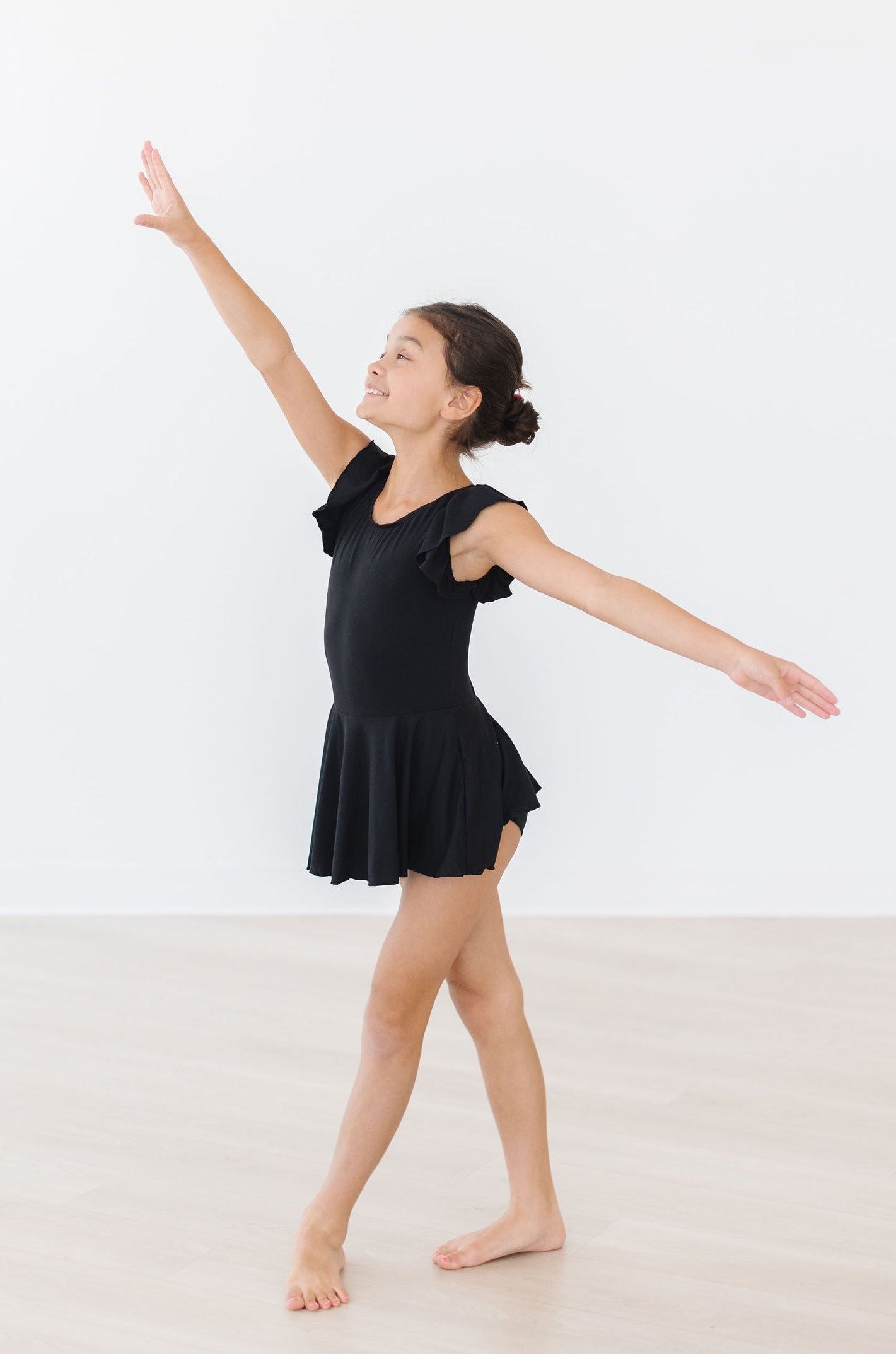 Black S/S Twirl Leotard - Aaria Tees Aaria Tees