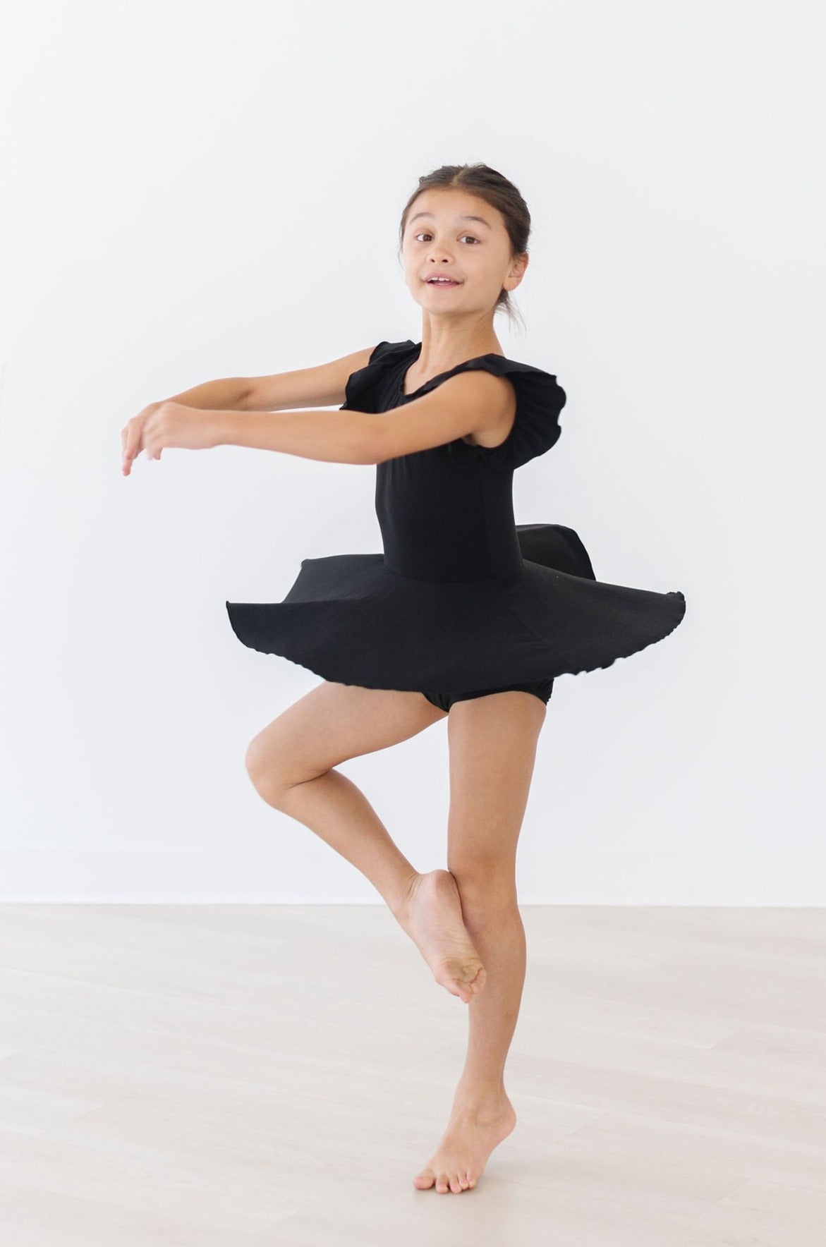 Black S/S Twirl Leotard - Aaria Tees Aaria Tees