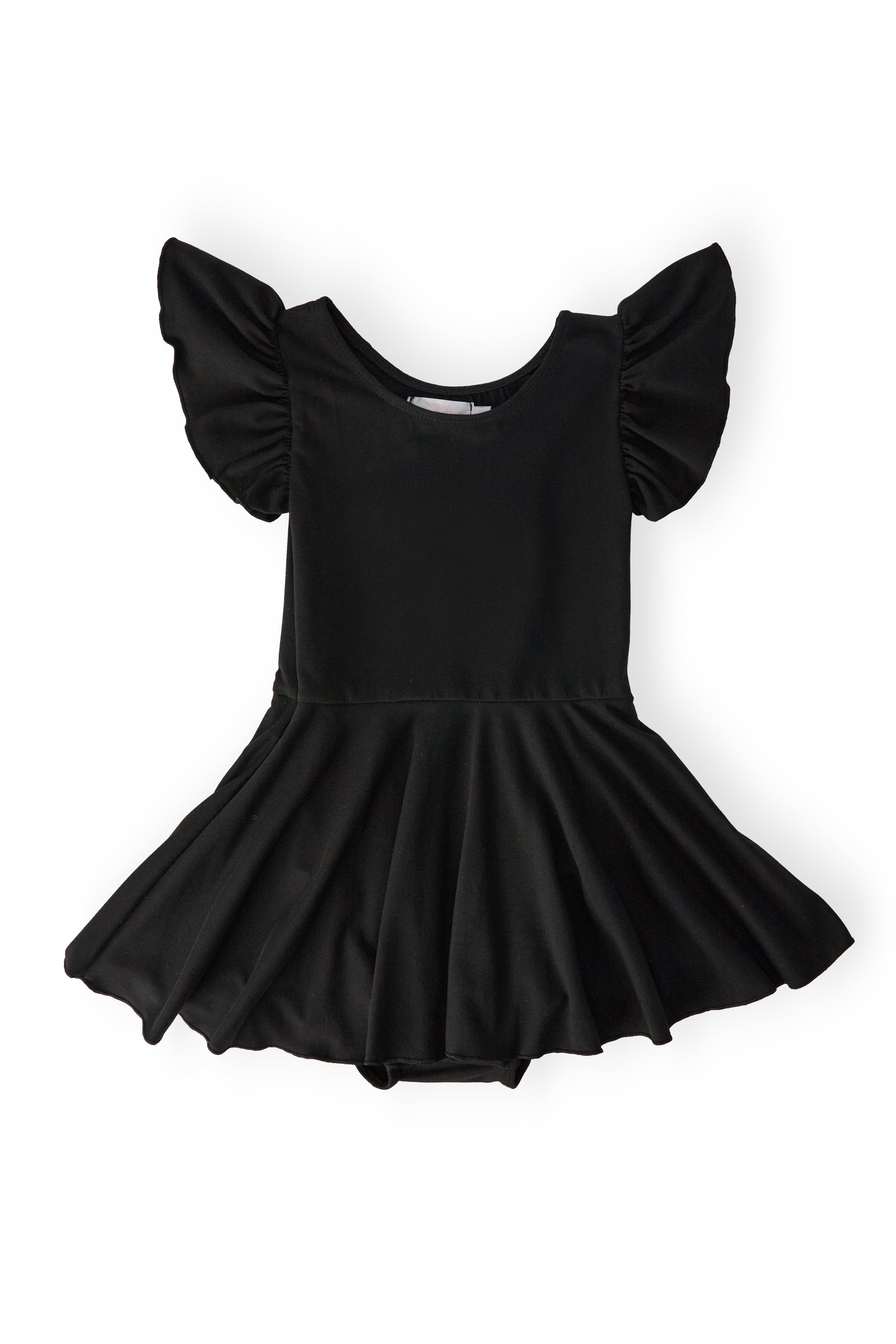 Black S/S Twirl Leotard - Aaria Tees Aaria Tees