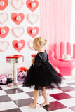 Black Shimmer 3/4 Sleeve Tutu Dress - Aaria Tees Aaria Tees