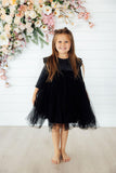 Black Shimmer 3/4 Sleeve Tutu Dress - Aaria Tees Aaria Tees