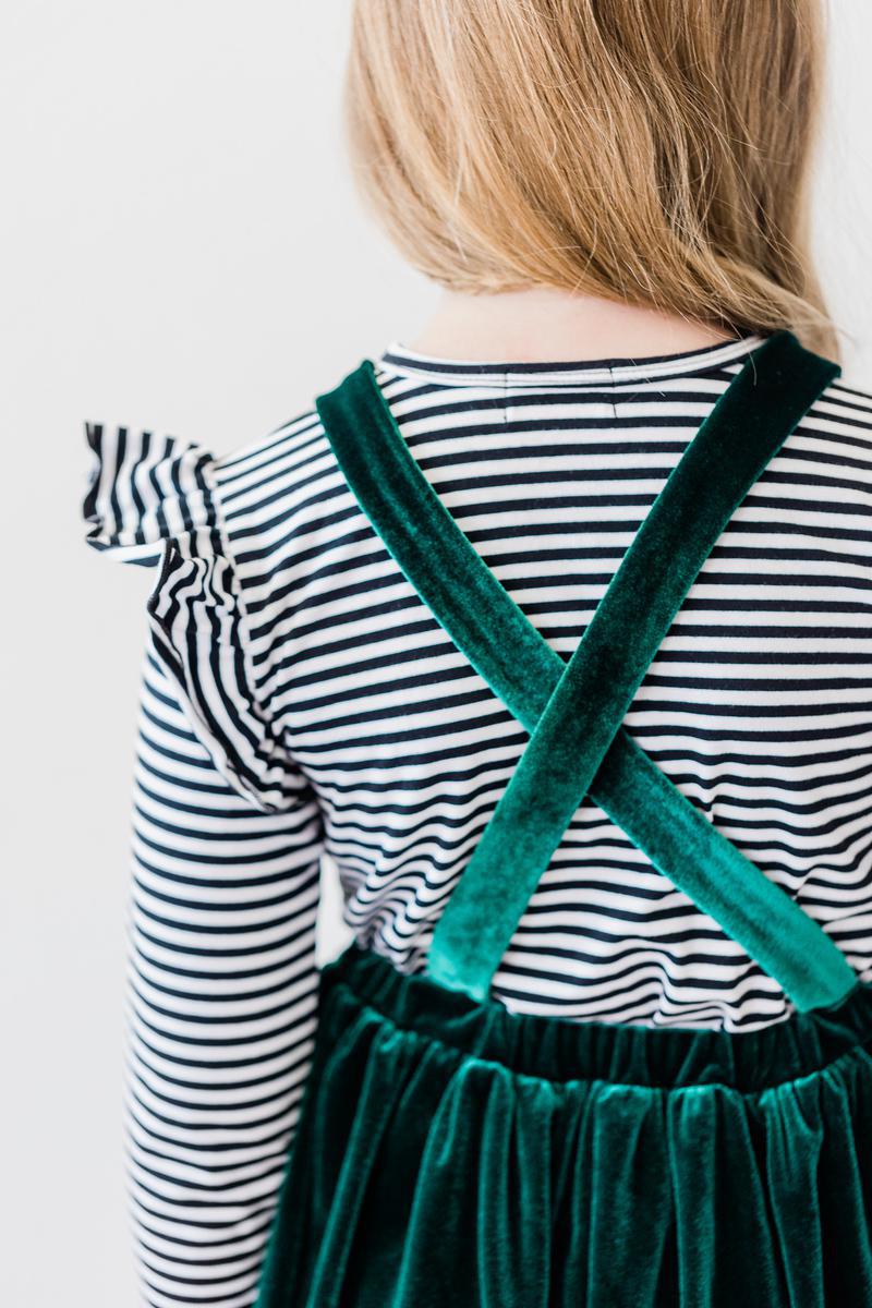 Black & White Stripe L/S Ruffle Tee - Aaria Tees Aaria Tees