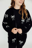 Black/Coconut Bow Cozy Cardigan - Aaria Tees Aaria Tees